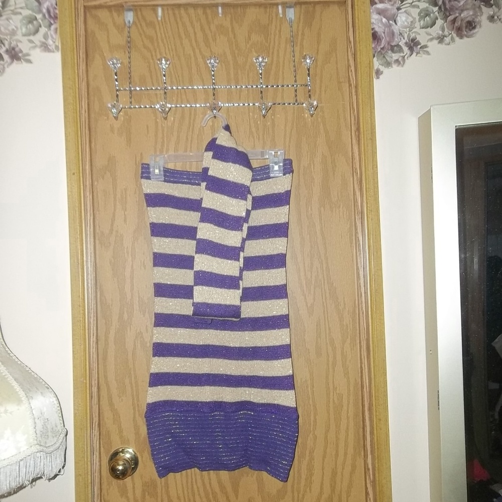 BNWT Purple Gold Tube Top with Scarf Sizes S & M